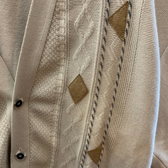Vintage Norm Thompson men’s Beige Cardigan with Patterned Design - Picture 5 of 7